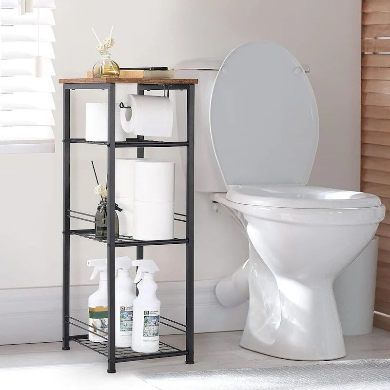 4 Tier Bathroom Storage Shelf with Toilet Paper Holder
