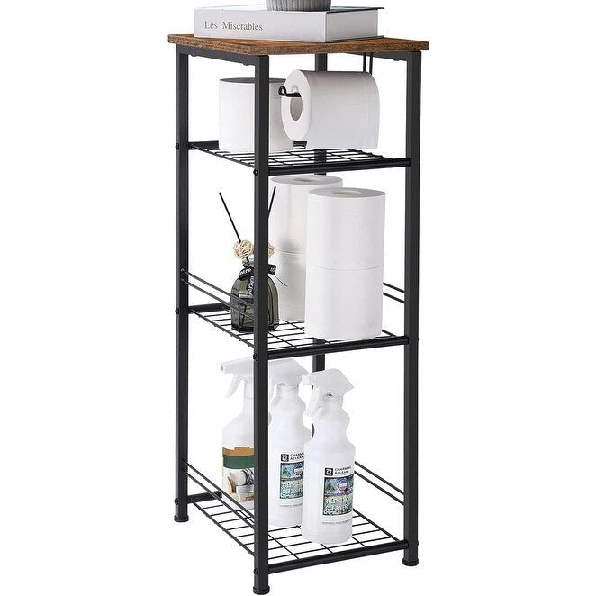 4 Tier Bathroom Storage Shelf with Toilet Paper Holder