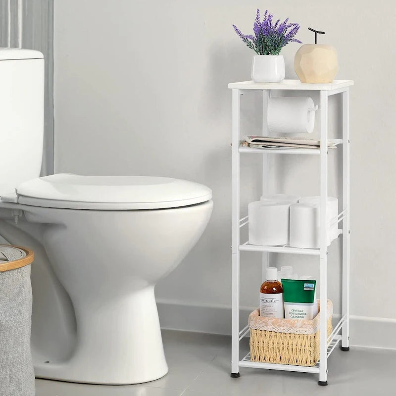 4 Tier Bathroom Storage Shelf with Toilet Paper Holder