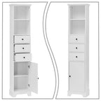 Slim Tall Bathroom Storage Cabinet with an Open Shelf, Three Drawers and a Cabinet