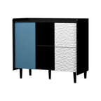Sideboard Buffet Cabinet, Storage Cabinet with Red Doors, 2 Drawers with unique panel styling and 2 Open Storage Compartment