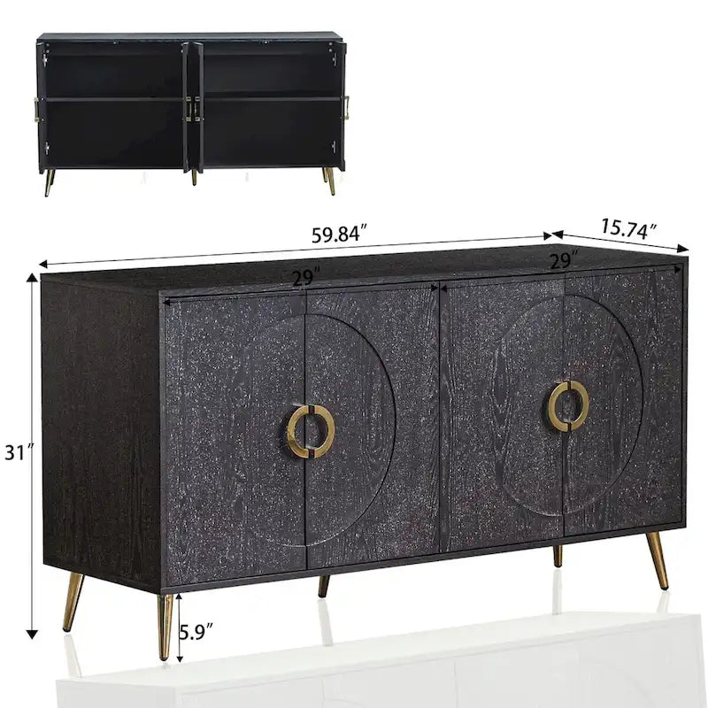 59.84W 4 Door Wooden Cabinet Sideboard Buffet