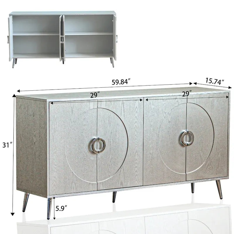 59.84W 4 Door Wooden Cabinet Sideboard Buffet